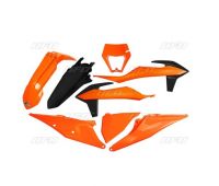 Комплект пластика оранжево-черного с черным задним крылом KTM EXC/EXCF 20->